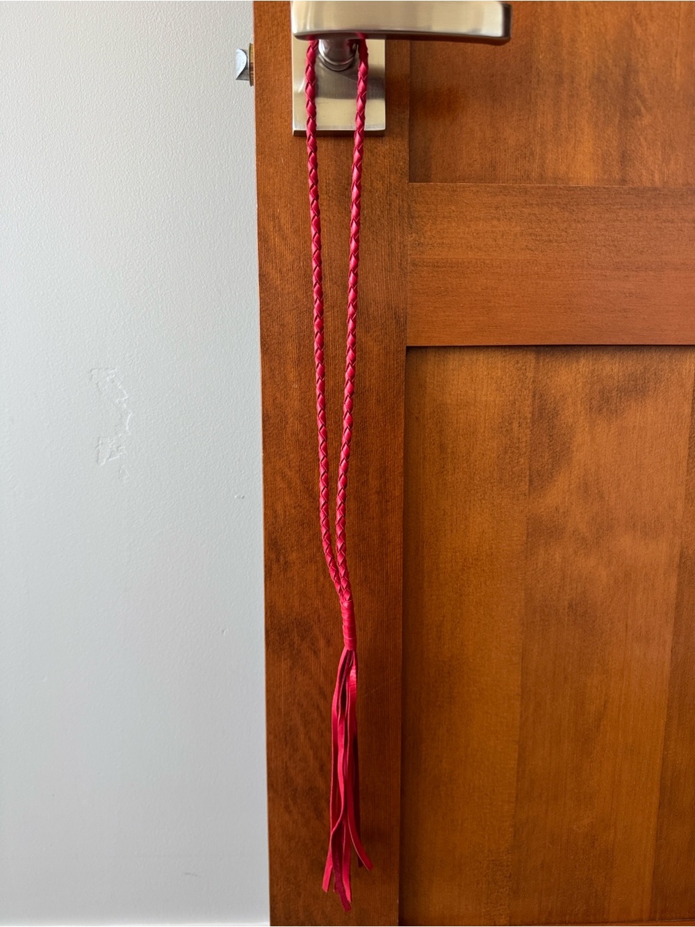 Braided Red Leather Tassel Necklace